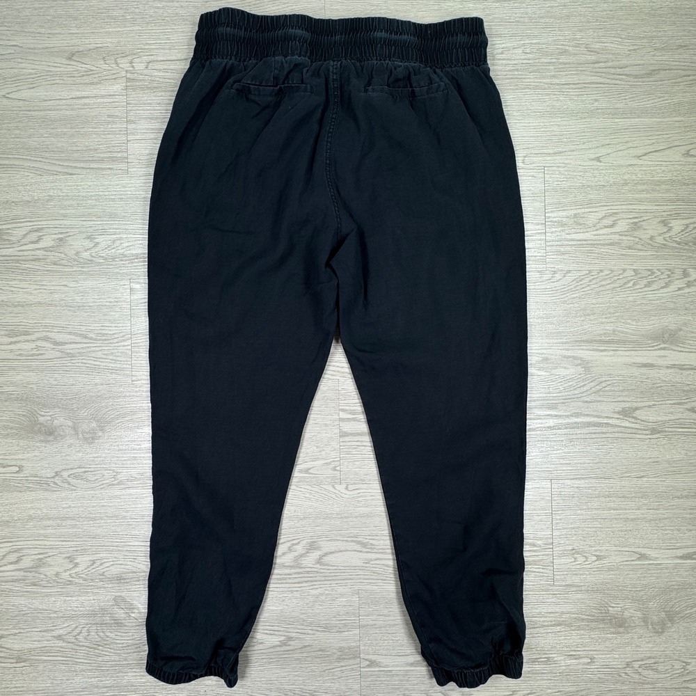 Athleta Womens Jogger Cabo Linen Pants Black 12 Elastic Waist Casual Pocket - Picture 2 of 8